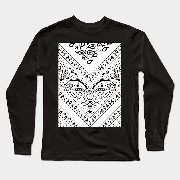 White Bandana Pattern Long Sleeve T-Shirt by Jennifer